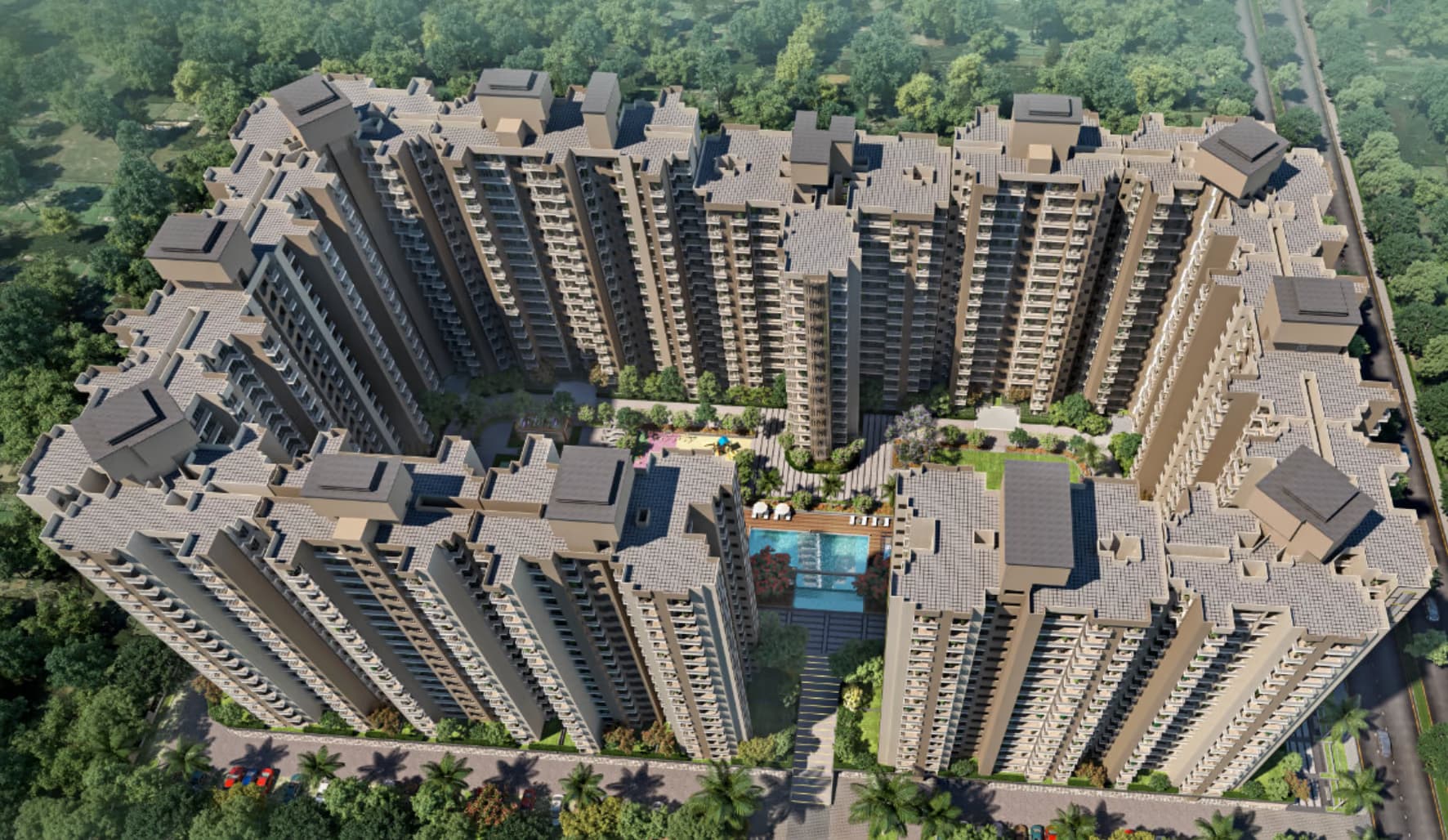 Aerial view of Mayfair Residency towers